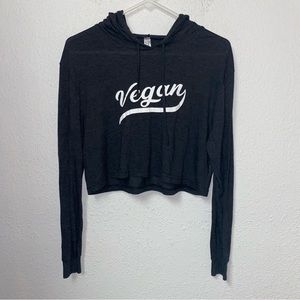 Vegan Classic Retro Cropped Hooded Tee Medium